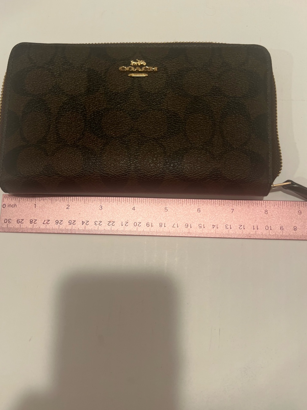 Authentic Coach Slim Zip Around Wallet in Signature Coated Canvas – Brown/Black - Picture 9 of 10